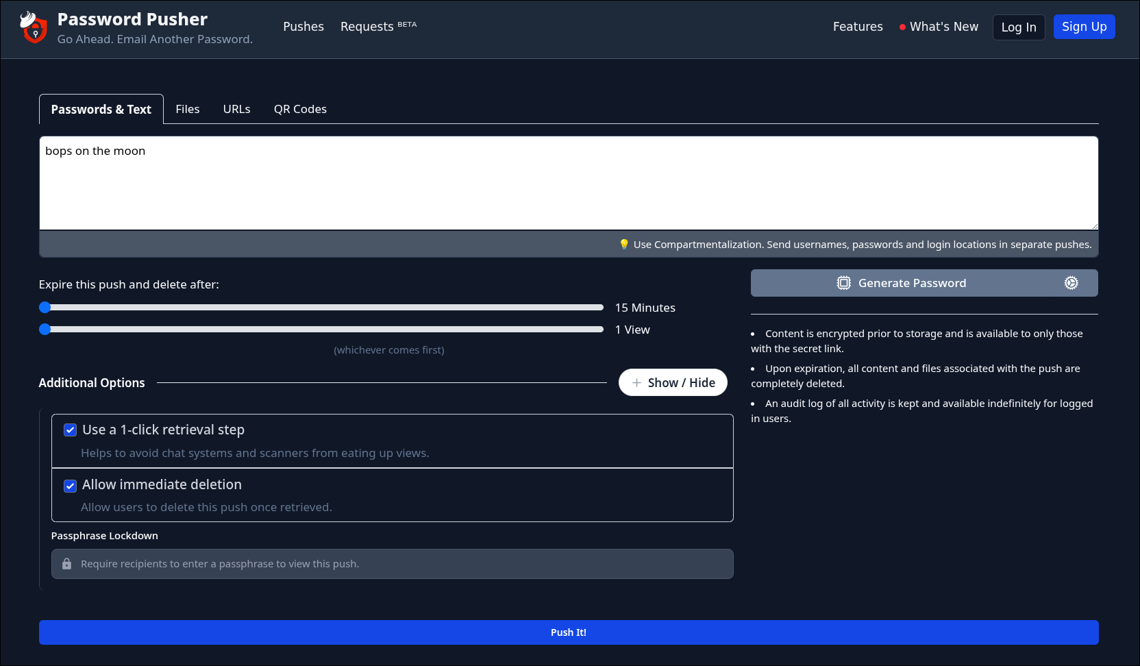 Password Pusher Demo